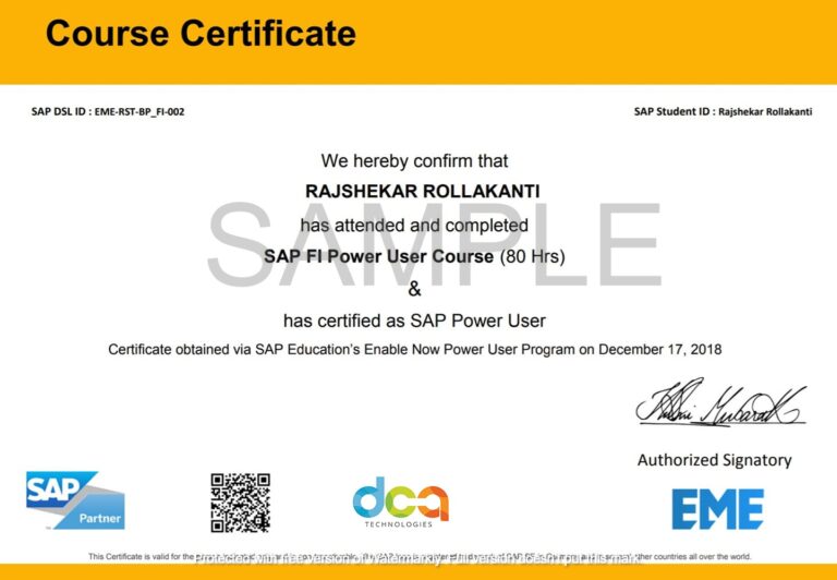 SAP FICO Power User Certfication